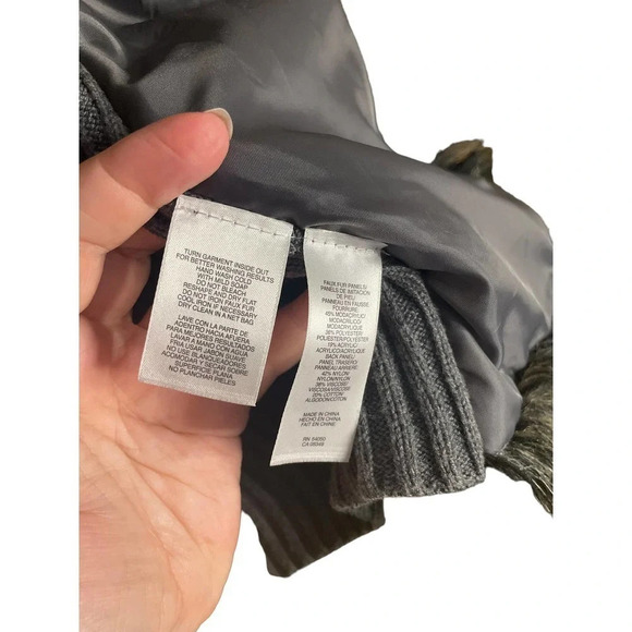 Jones New York Brown Faux Fur and Knit Grey Back Vest Size Large - Picture 6 of 8